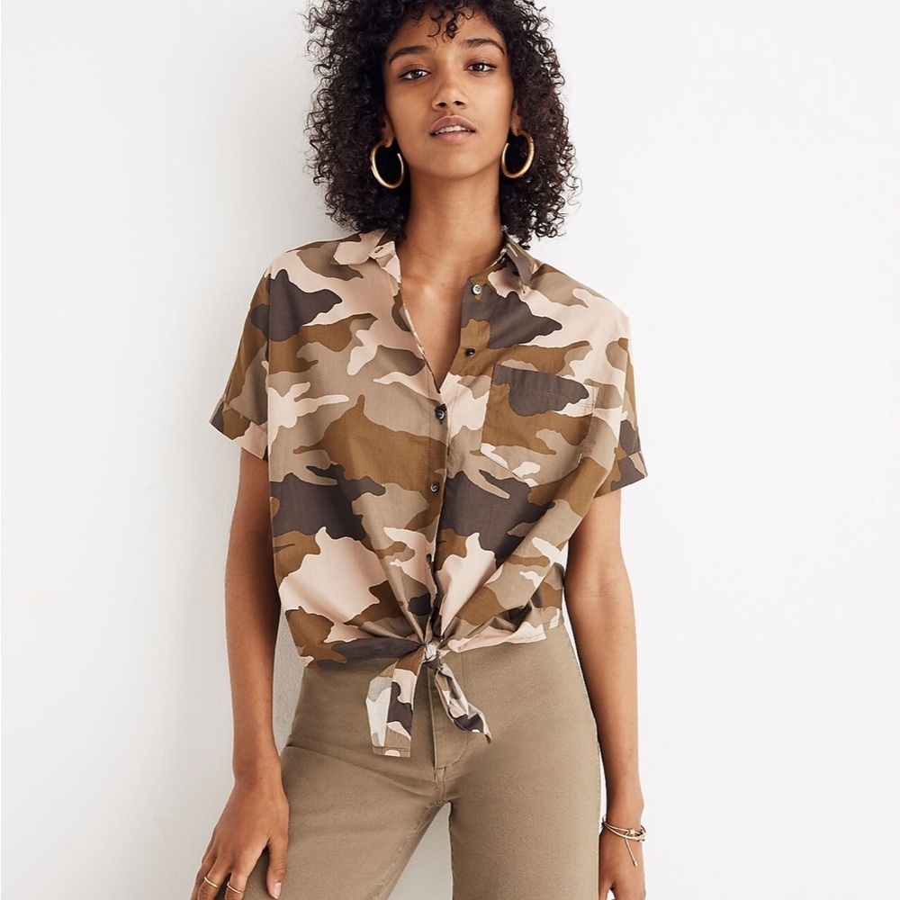 Madewell Camouflage Tie-Front Top